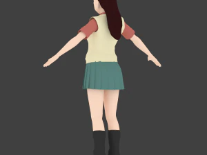 anime school girl 3D Model
