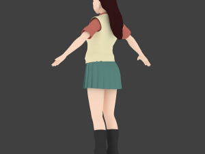 anime school girl 3D 模型
