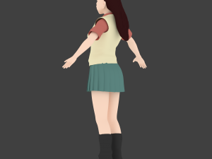 anime school girl 3D 模型