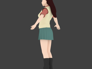 anime school girl 3D 模型