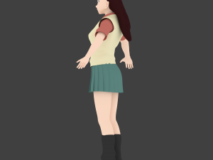 anime school girl 3D 模型