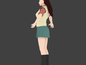 anime school girl 3D Model