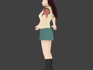 anime school girl 3D 模型