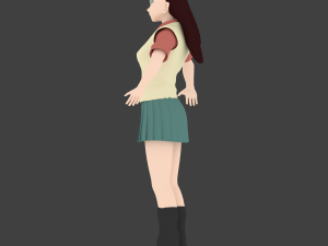 anime school girl 3D 模型