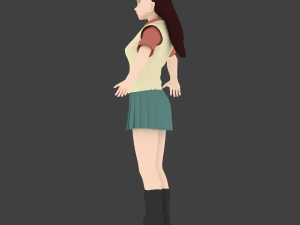 anime school girl 3D Model
