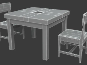 meja makan Model 3D