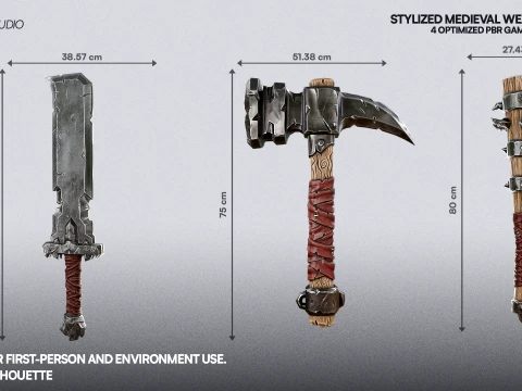 Stylized Medieval Weapons Pack 3D Model