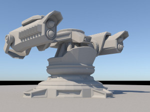 Low Poly Sci Fi Missile Rocket Turret 3D Model