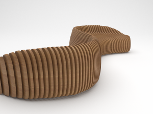 parametric wooden bench Model 3D
