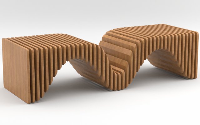 parametric wooden bench Modelo 3D .c4d .max .obj .3ds .fbx .stl .blend 