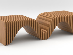 parametric wooden bench 3D मॉडल