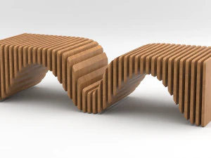 banco de madeira param&eacute;trico Modelo 3D
