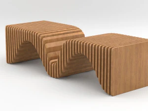 banco de madeira param&eacute;trico Modelo 3D