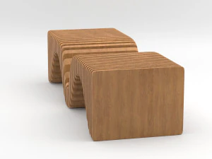 banco de madeira param&eacute;trico Modelo 3D