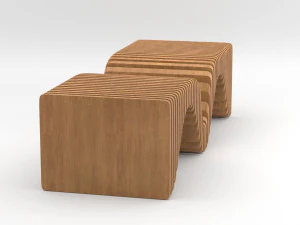 banco de madeira param&eacute;trico Modelo 3D