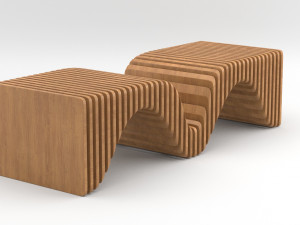 parametric wooden bench Modelo 3D