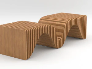 banco de madeira param&eacute;trico Modelo 3D