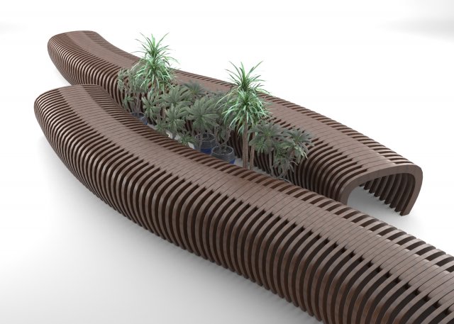 elegant outdoor parametric wooden bench 3D Model .c4d .max .obj .3ds .fbx .stl .blend 