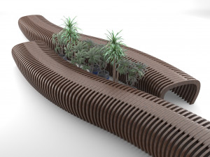 elegant outdoor parametric wooden bench 3D मॉडल