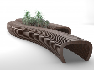 elegant outdoor parametric wooden bench 3D Model
