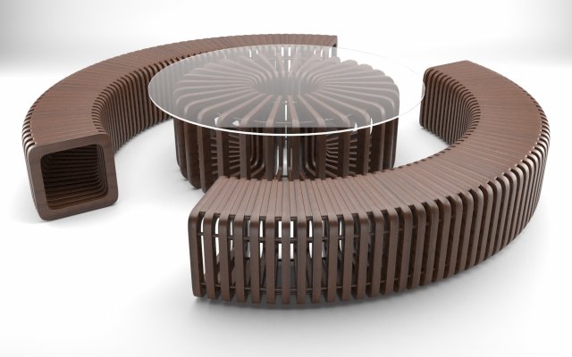 parametric wooden bench and table Modelo 3D .c4d .max .obj .3ds .fbx .stl .blend 