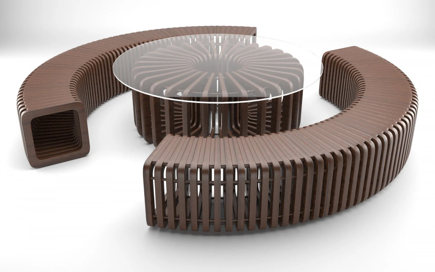 parametric wooden bench and table 3D Model .c4d .max .obj .3ds .fbx .stl .blend 