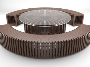parametric wooden bench and table Modelo 3D