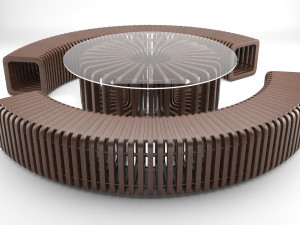parametric wooden bench and table Modelo 3D