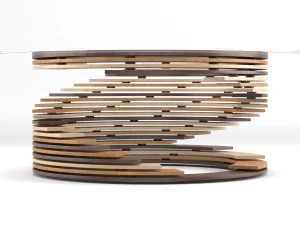 mesa redonda param&eacute;trica de madeira Modelo 3D