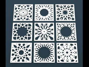 collection of arabic ornament panels cnc 3D Model