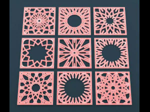 collection of arabic ornament panels cnc 3D Model