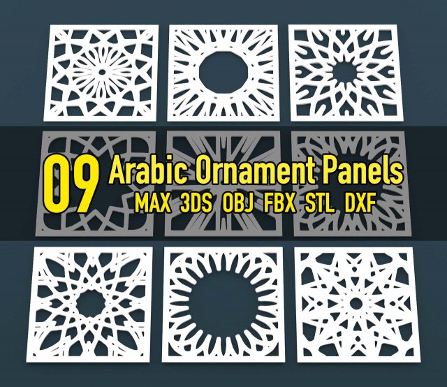 collection of arabic ornament panels cnc 3D-Modell .c4d .max .obj .3ds .fbx .stl .blend 