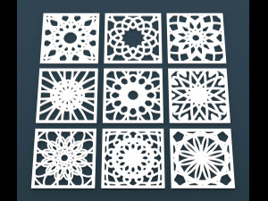 collection of arabic ornament panels cnc 3D Model