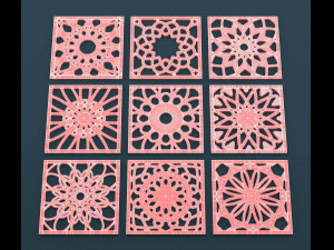 collection of arabic ornament panels cnc 3D Model