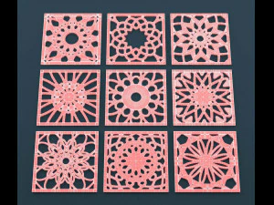 collection of arabic ornament panels cnc 3D Model