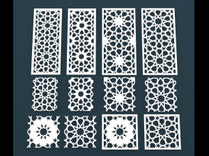 collection of arabic ornament panels cnc Modelo 3D