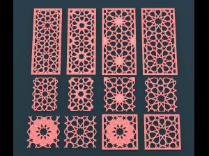 collection of arabic ornament panels cnc Modelo 3D