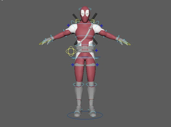 deadpool rigged 3D Model .c4d .max .obj .3ds .fbx .stl .blend 
