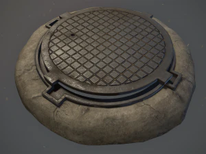 sewer hatch pack 1 low poly lods three texture options 3D Model