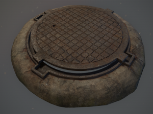 sewer hatch pack 1 low poly lods three texture options 3D मॉडल