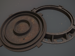 sewer hatch pack 1 low poly lods three texture options 3D मॉडल