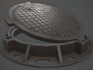 sewer hatch pack 1 low poly lods three texture options 3D मॉडल