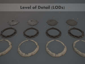 sewer hatch pack 1 low poly lods three texture options 3D मॉडल