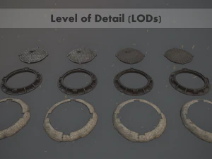 sewer hatch pack 1 low poly lods three texture options 3D Model