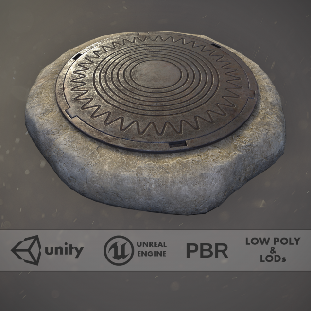 sewer hatch v4 low poly lods 3D मॉडल .c4d .max .obj .3ds .fbx .stl .blend 