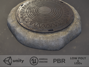 sewer hatch v4 low poly lods 3D मॉडल
