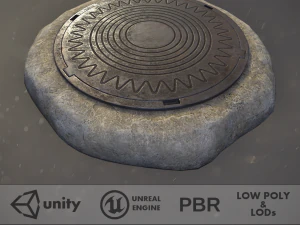 sewer hatch v4 low poly lods 3D Model