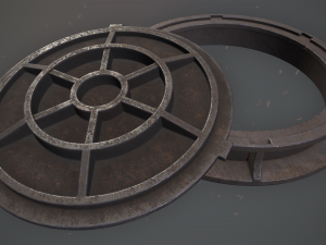 sewer hatch v4 low poly lods 3D मॉडल