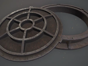 sewer hatch v4 low poly lods 3D Model