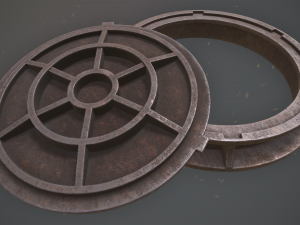 sewer hatch v4 low poly lods 3D मॉडल